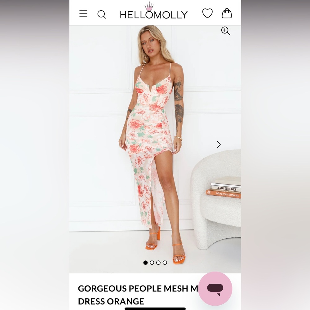 Hello Molly Orange and Cream Floral Asymmetrical Dress